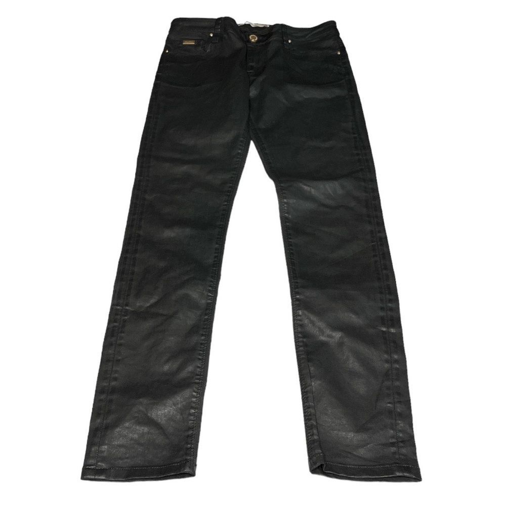 Zara Slim Fit Skinny Coated Jeans Black Size 4
